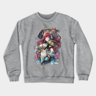 Whispers from the Cetus Abyss: Enigmatic AI Anime Character Art Crewneck Sweatshirt